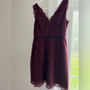 Burgundy Lace cocktail dress. Loft Dress- size 2